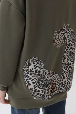 Kadın Arkası Leopar Detaylı Sweatshirt-32112SWT Kadın Arkası Leopar Detaylı Sweatshirt-32112SWT