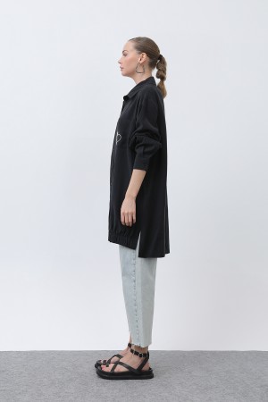 Women's Pocket Heart Embroidery Detail Tunic - 10633TUN Women's Pocket Heart Embroidery Detail Tunic - 10633TUN