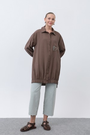 Women's Pocket Heart Embroidery Detail Tunic - 10633TUN Women's Pocket Heart Embroidery Detail Tunic - 10633TUN