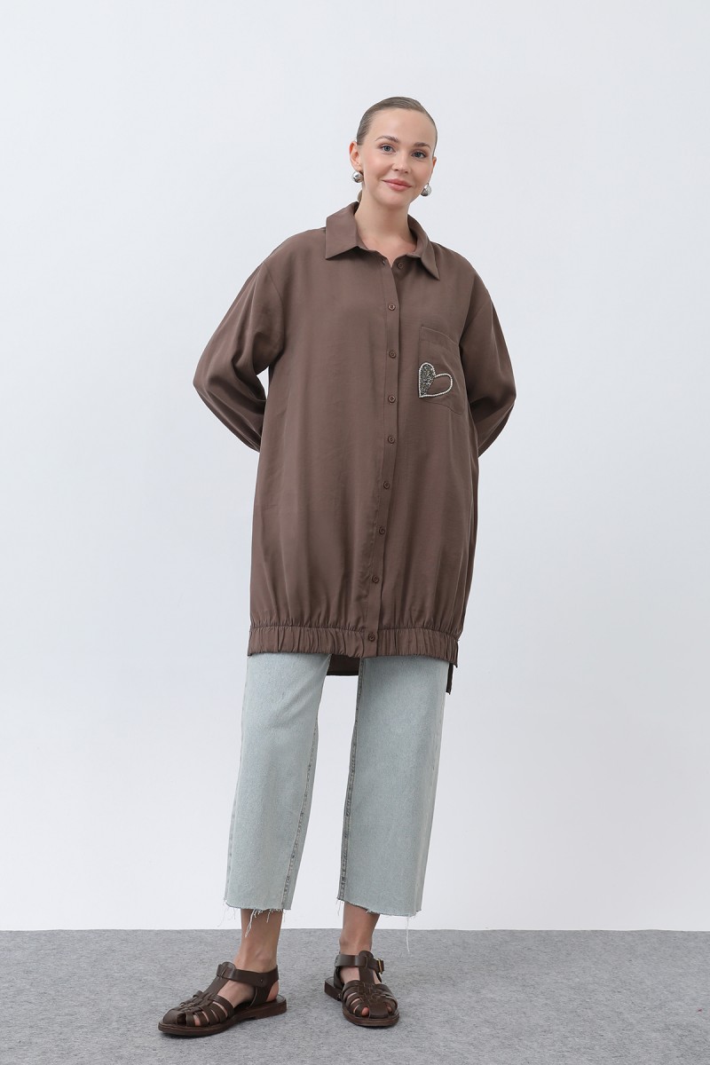 Women's Pocket Heart Embroidery Detail Tunic - 10633TUN Women's Pocket Heart Embroidery Detail Tunic - 10633TUN