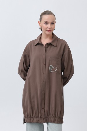 Women's Pocket Heart Embroidery Detail Tunic - 10633TUN Women's Pocket Heart Embroidery Detail Tunic - 10633TUN