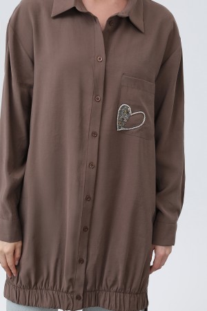 Women's Pocket Heart Embroidery Detail Tunic - 10633TUN Women's Pocket Heart Embroidery Detail Tunic - 10633TUN