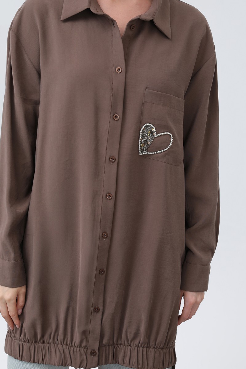 Women's Pocket Heart Embroidery Detail Tunic - 10633TUN Women's Pocket Heart Embroidery Detail Tunic - 10633TUN