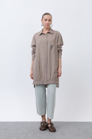 Women's Pocket Heart Embroidery Detail Tunic - 10633TUN Women's Pocket Heart Embroidery Detail Tunic - 10633TUN