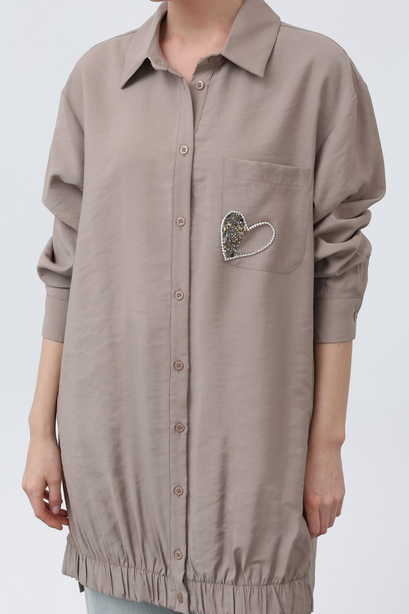 Women's Pocket Heart Embroidery Detail Tunic - 10633TUN Women's Pocket Heart Embroidery Detail Tunic - 10633TUN