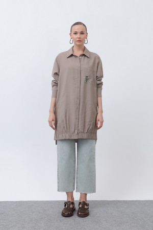 Women's Pocket Heart Embroidery Detail Tunic - 10633TUN Women's Pocket Heart Embroidery Detail Tunic - 10633TUN