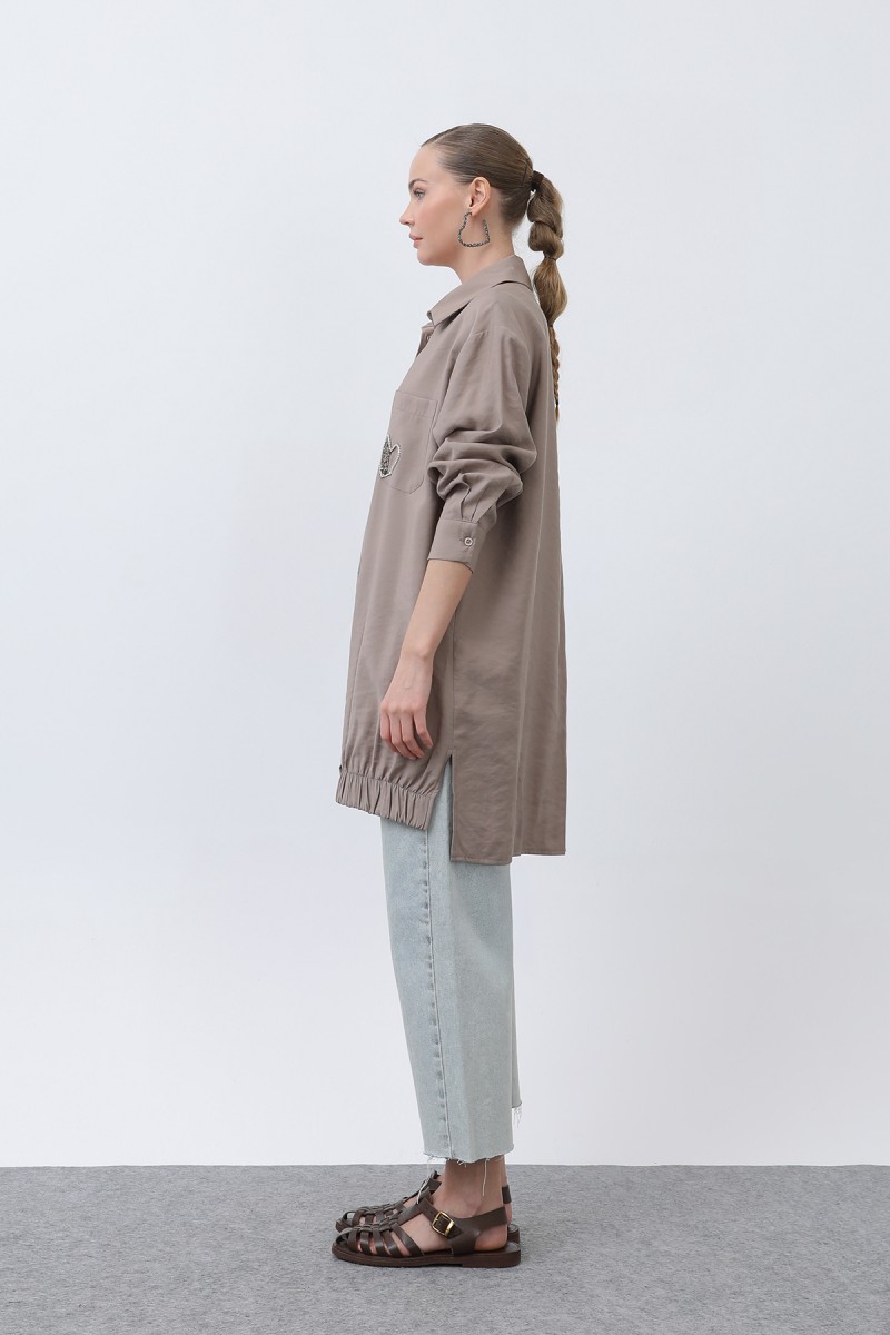 Women's Pocket Heart Embroidery Detail Tunic - 10633TUN Women's Pocket Heart Embroidery Detail Tunic - 10633TUN
