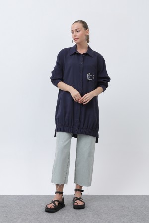 Women's Pocket Heart Embroidery Detail Tunic - 10633TUN Women's Pocket Heart Embroidery Detail Tunic - 10633TUN