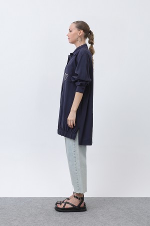 Women's Pocket Heart Embroidery Detail Tunic - 10633TUN Women's Pocket Heart Embroidery Detail Tunic - 10633TUN
