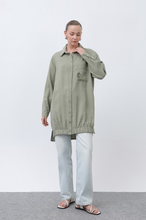 Women's Pocket Heart Embroidery Detail Tunic - 10633TUN Women's Pocket Heart Embroidery Detail Tunic - 10633TUN
