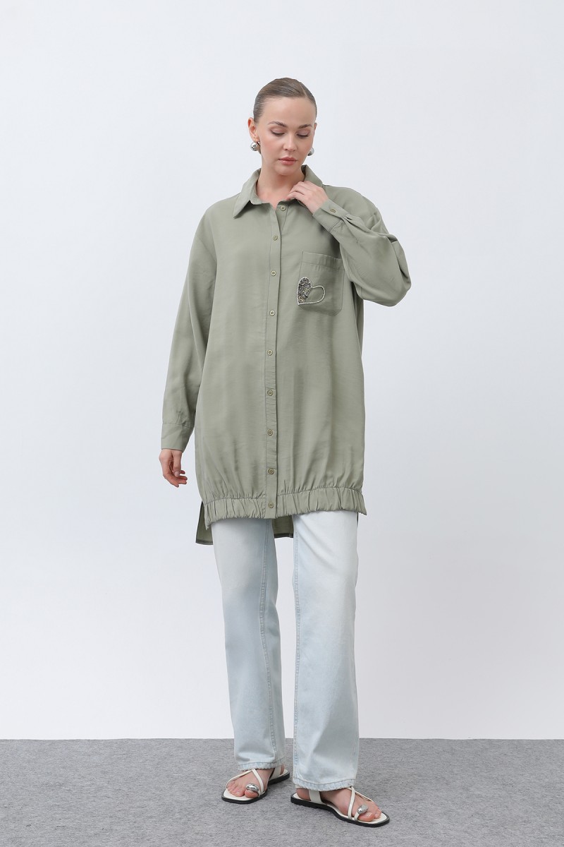 Women's Pocket Heart Embroidery Detail Tunic - 10633TUN Women's Pocket Heart Embroidery Detail Tunic - 10633TUN