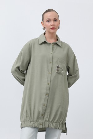 Women's Pocket Heart Embroidery Detail Tunic - 10633TUN Women's Pocket Heart Embroidery Detail Tunic - 10633TUN