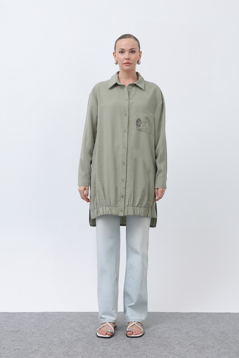 Women's Pocket Heart Embroidery Detail Tunic - 10633TUN Women's Pocket Heart Embroidery Detail Tunic - 10633TUN