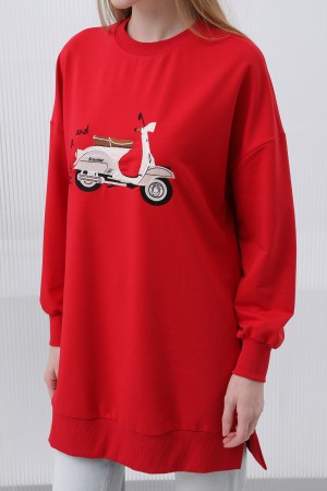 Women's Front Scooter Printed and Garnished Tunic - 10636TUN Women's Front Scooter Printed and Garnished Tunic - 10636TUN