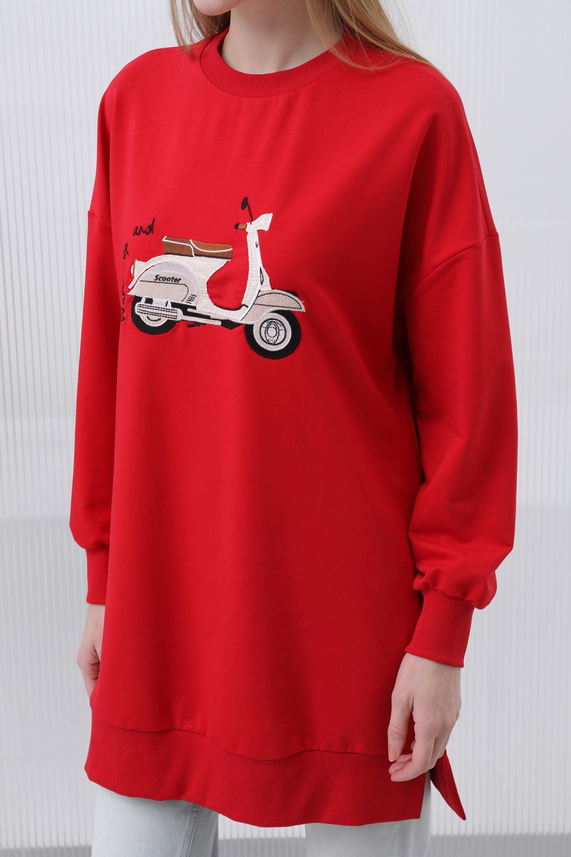 Women's Front Scooter Printed and Garnished Tunic - 10636TUN Women's Front Scooter Printed and Garnished Tunic - 10636TUN
