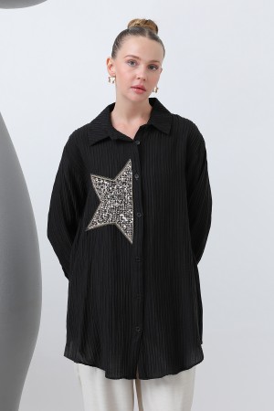 Women's Front Star Embroidered Shirt Tunic - 10646GML Women's Front Star Embroidered Shirt Tunic - 10646GML