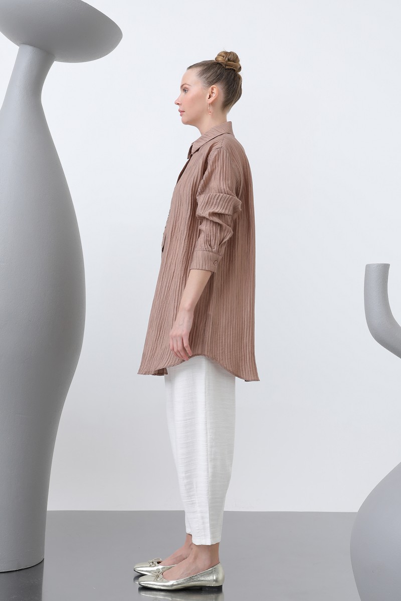 Women's Front Star Embroidered Shirt Tunic - 10646GML Women's Front Star Embroidered Shirt Tunic - 10646GML
