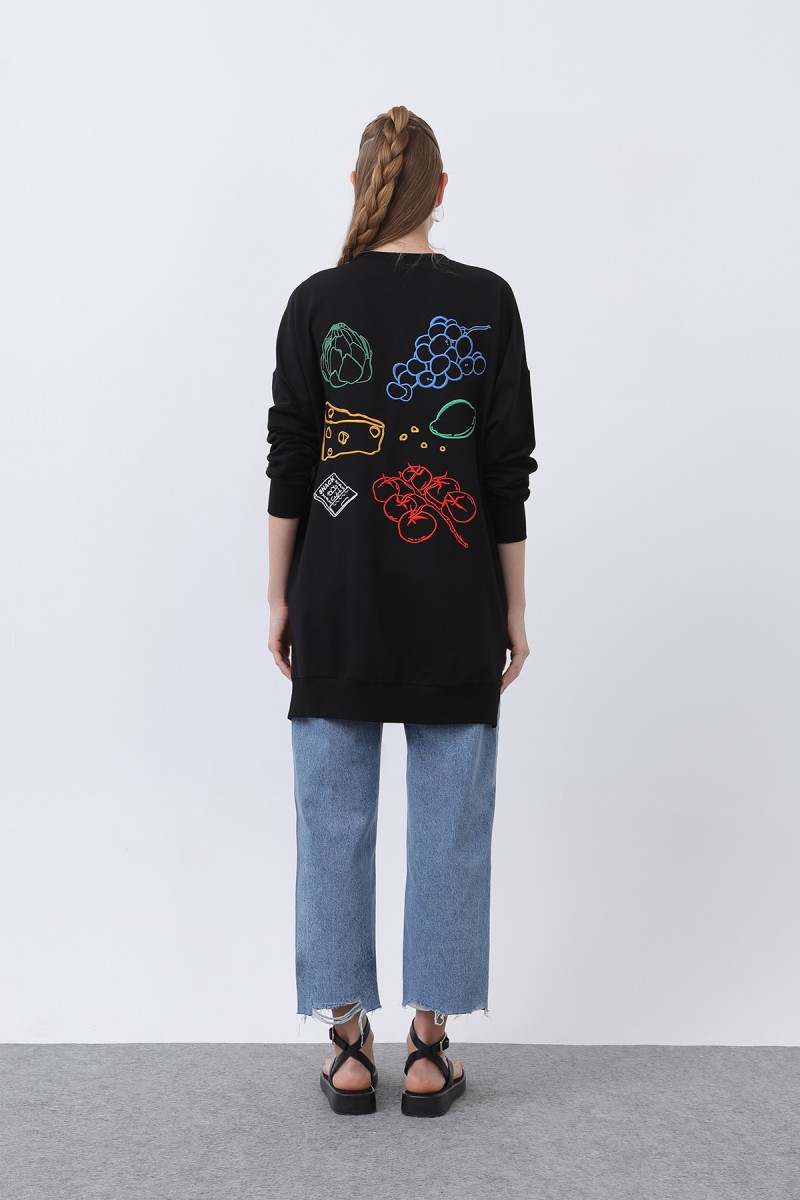 Women's Tunic with Grape Front and Fruit Back Embroidered - 10653TUN Women's Tunic with Grape Front and Fruit Back Embroidered - 10653TUN