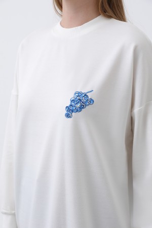 Women's Tunic with Grape Front and Fruit Back Embroidered - 10653TUN Women's Tunic with Grape Front and Fruit Back Embroidered - 10653TUN