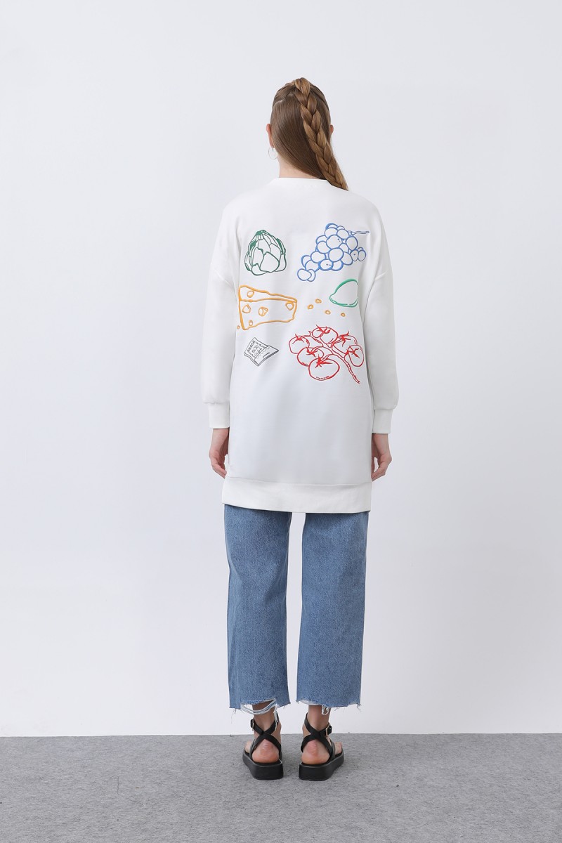 Women's Tunic with Grape Front and Fruit Back Embroidered - 10653TUN Women's Tunic with Grape Front and Fruit Back Embroidered - 10653TUN