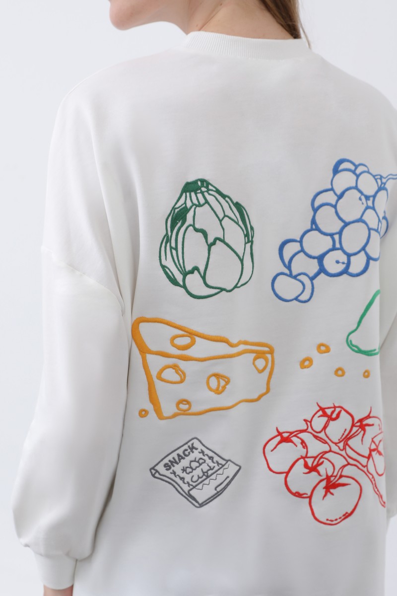 Women's Tunic with Grape Front and Fruit Back Embroidered - 10653TUN Women's Tunic with Grape Front and Fruit Back Embroidered - 10653TUN