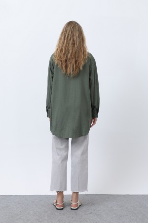 Women's Front Embroidered Button Detail Tunic - 10663TUN Women's Front Embroidered Button Detail Tunic - 10663TUN