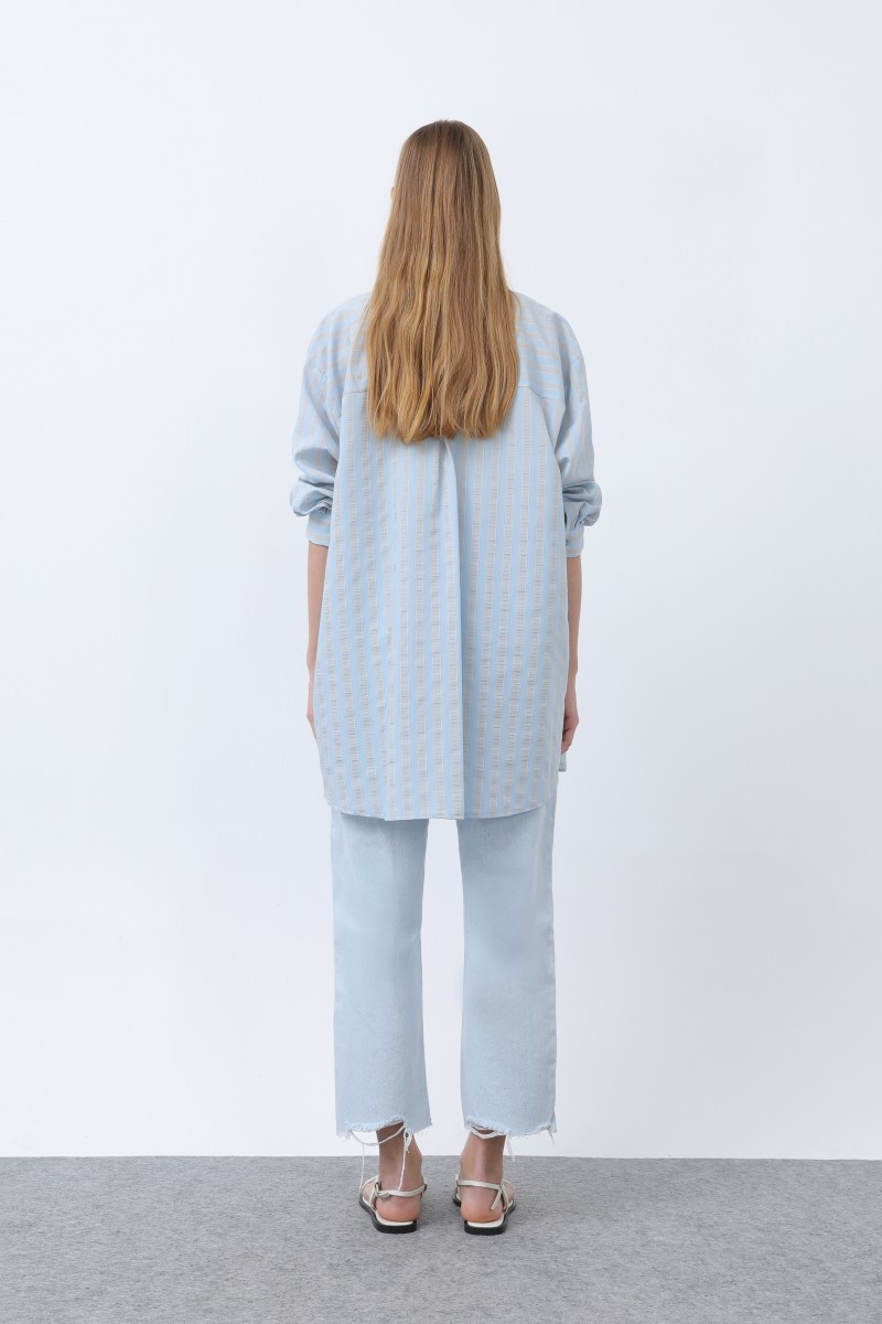 Women's Striped Button Detail Shirt Tunic -10671GML Women's Striped Button Detail Shirt Tunic -10671GML