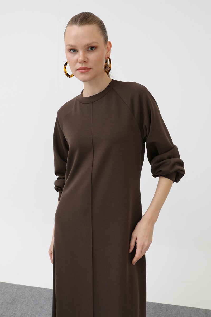 Kadın Nervür Dikişli Reglan Kol Elbise - 12557ELB Kadın Nervür Dikişli Reglan Kol Elbise - 12557ELB