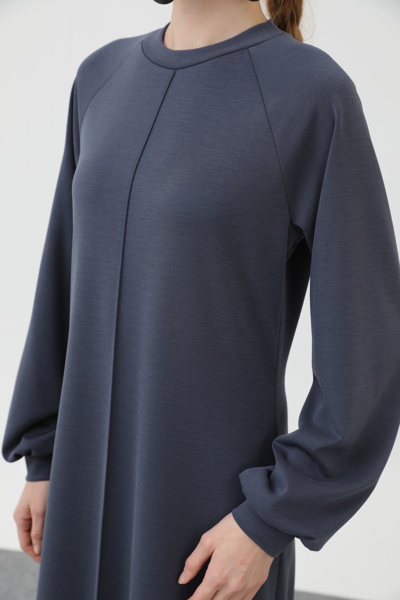 Kadın Nervür Dikişli Reglan Kol Elbise - 12557ELB Kadın Nervür Dikişli Reglan Kol Elbise - 12557ELB