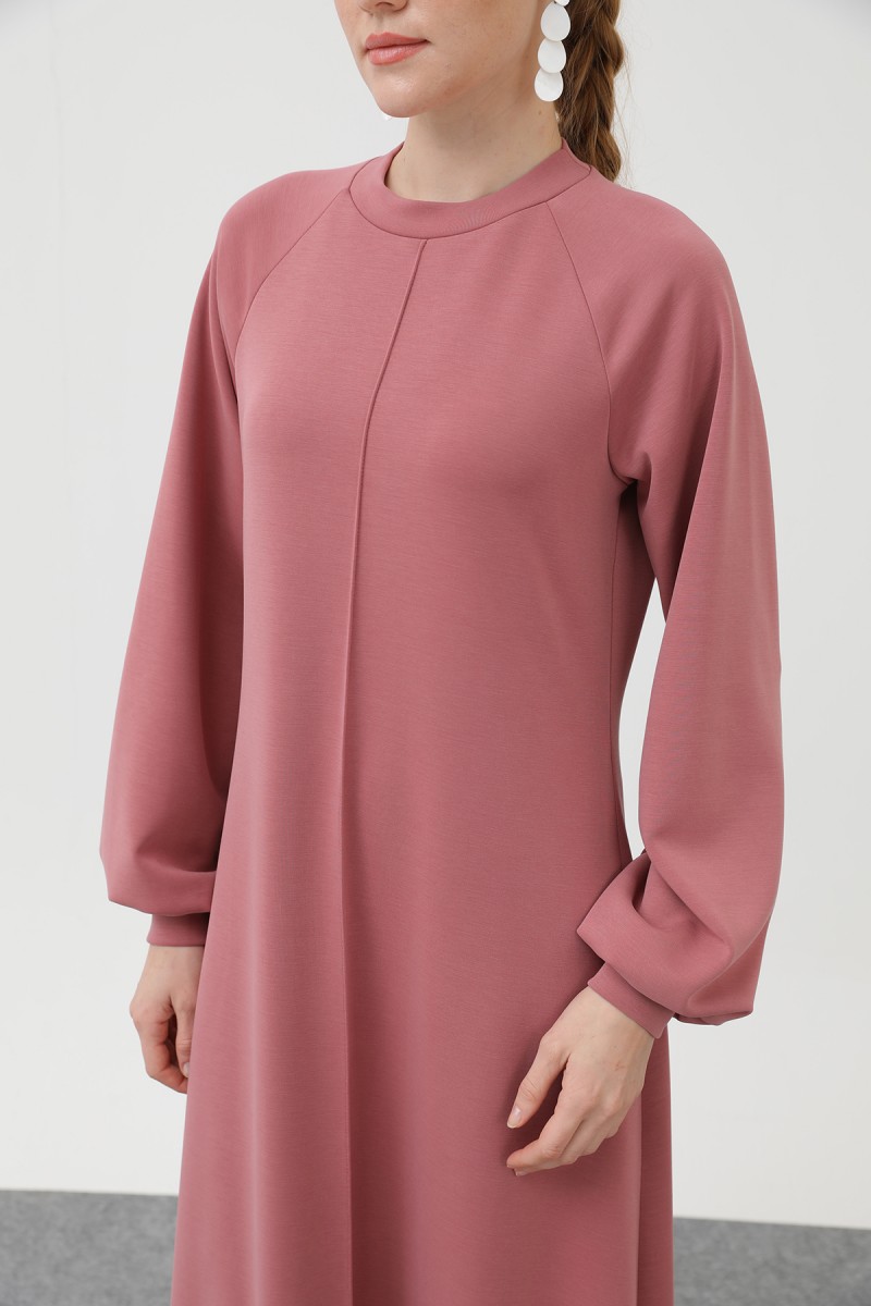 Kadın Nervür Dikişli Reglan Kol Elbise - 12557ELB Kadın Nervür Dikişli Reglan Kol Elbise - 12557ELB