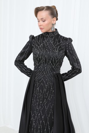 Women's Night Elegance Stone Embroidered Evening Dress -12561ELB Women's Night Elegance Stone Embroidered Evening Dress -12561ELB