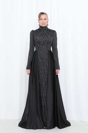 Women's Night Elegance Stone Embroidered Evening Dress -12561ELB Women's Night Elegance Stone Embroidered Evening Dress -12561ELB