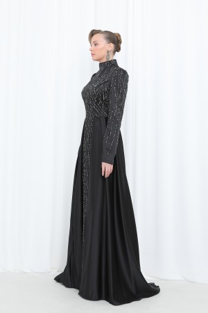 Women's Night Elegance Stone Embroidered Evening Dress -12561ELB Women's Night Elegance Stone Embroidered Evening Dress -12561ELB