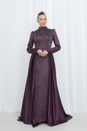 Women's Night Elegance Stone Embroidered Evening Dress -12561ELB Women's Night Elegance Stone Embroidered Evening Dress -12561ELB