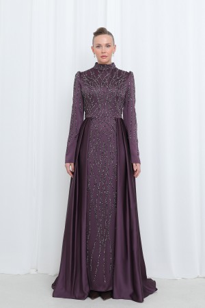 Women's Night Elegance Stone Embroidered Evening Dress -12561ELB Women's Night Elegance Stone Embroidered Evening Dress -12561ELB