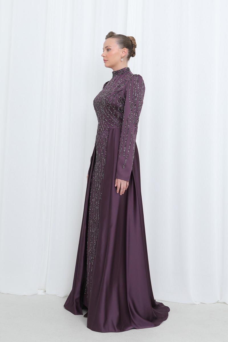 Women's Night Elegance Stone Embroidered Evening Dress -12561ELB Women's Night Elegance Stone Embroidered Evening Dress -12561ELB