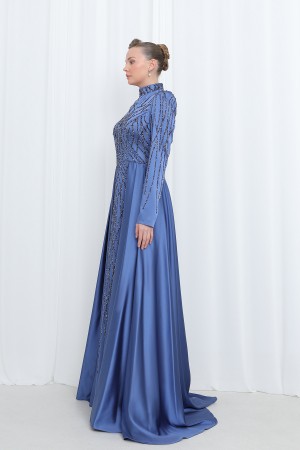 Women's Night Elegance Stone Embroidered Evening Dress -12561ELB Women's Night Elegance Stone Embroidered Evening Dress -12561ELB