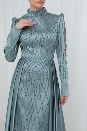 Women's Night Elegance Stone Embroidered Evening Dress -12561ELB Women's Night Elegance Stone Embroidered Evening Dress -12561ELB