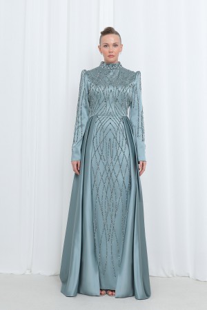 Women's Night Elegance Stone Embroidered Evening Dress -12561ELB Women's Night Elegance Stone Embroidered Evening Dress -12561ELB