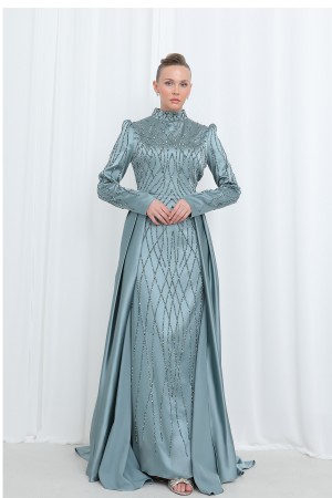 Women's Night Elegance Stone Embroidered Evening Dress -12561ELB Women's Night Elegance Stone Embroidered Evening Dress -12561ELB