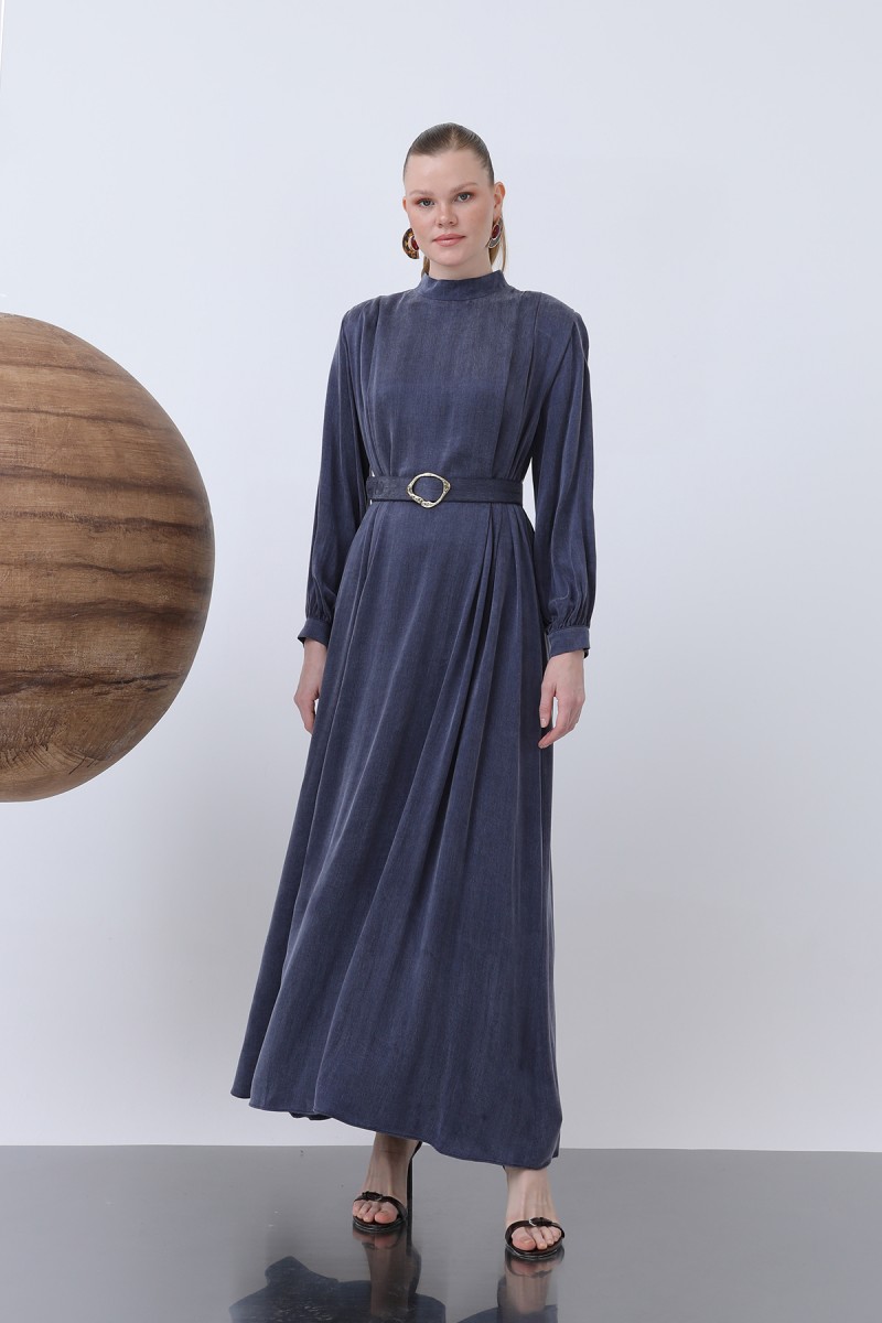 Women's Belt and Padded Detail Dress - 12598ELB Women's Belt and Padded Detail Dress - 12598ELB