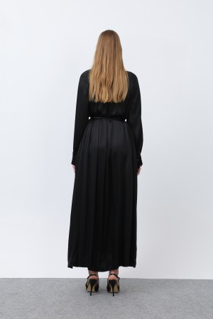 Women's Front Zipper Drape Detail Lace-Up Dress - 12607ELB Women's Front Zipper Drape Detail Lace-Up Dress - 12607ELB