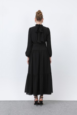 Kadın Drape Detaylı Yüksek Yaka Elbise - 12613ELB Kadın Drape Detaylı Yüksek Yaka Elbise - 12613ELB