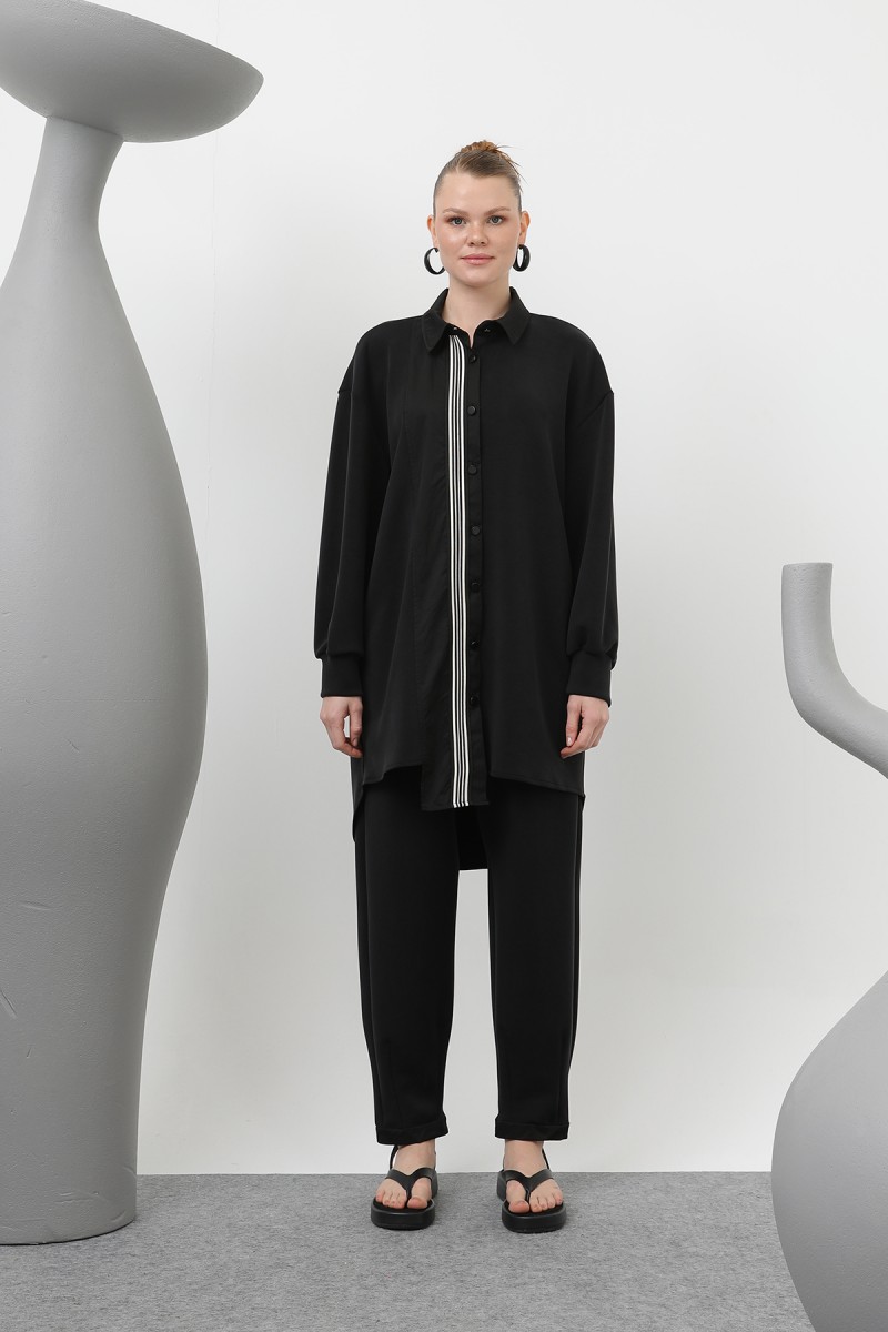 Women's garnished stripe detailed suit - 14297TKS Women's garnished stripe detailed suit - 14297TKS