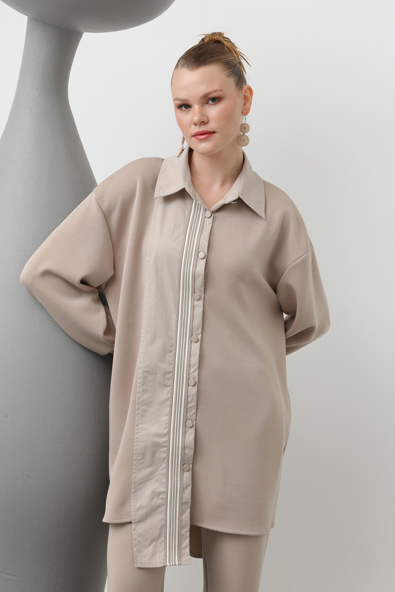 Women's garnished stripe detailed suit - 14297TKS