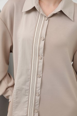 Women's garnished stripe detailed suit - 14297TKS