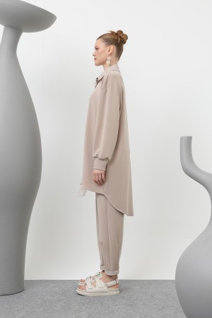 Women's garnished stripe detailed suit - 14297TKS
