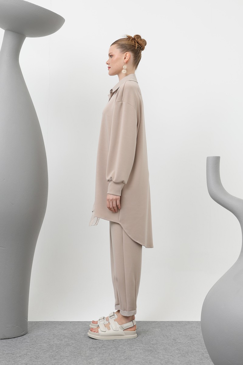 Women's garnished stripe detailed suit - 14297TKS