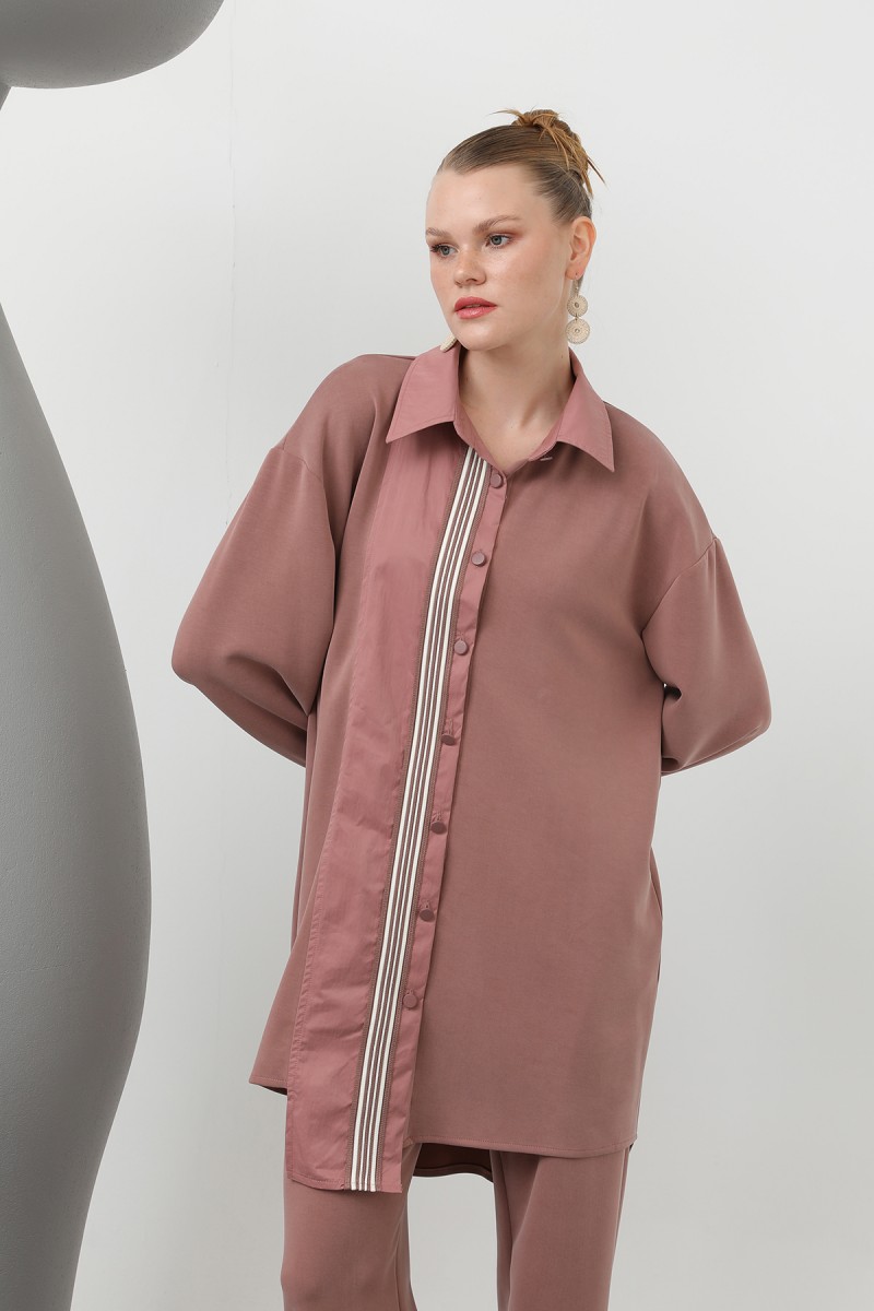 Women's garnished stripe detailed suit - 14297TKS