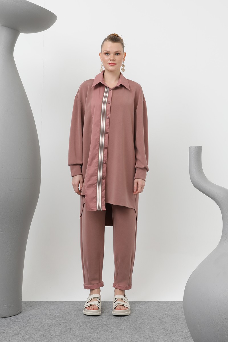 Women's garnished stripe detailed suit - 14297TKS
